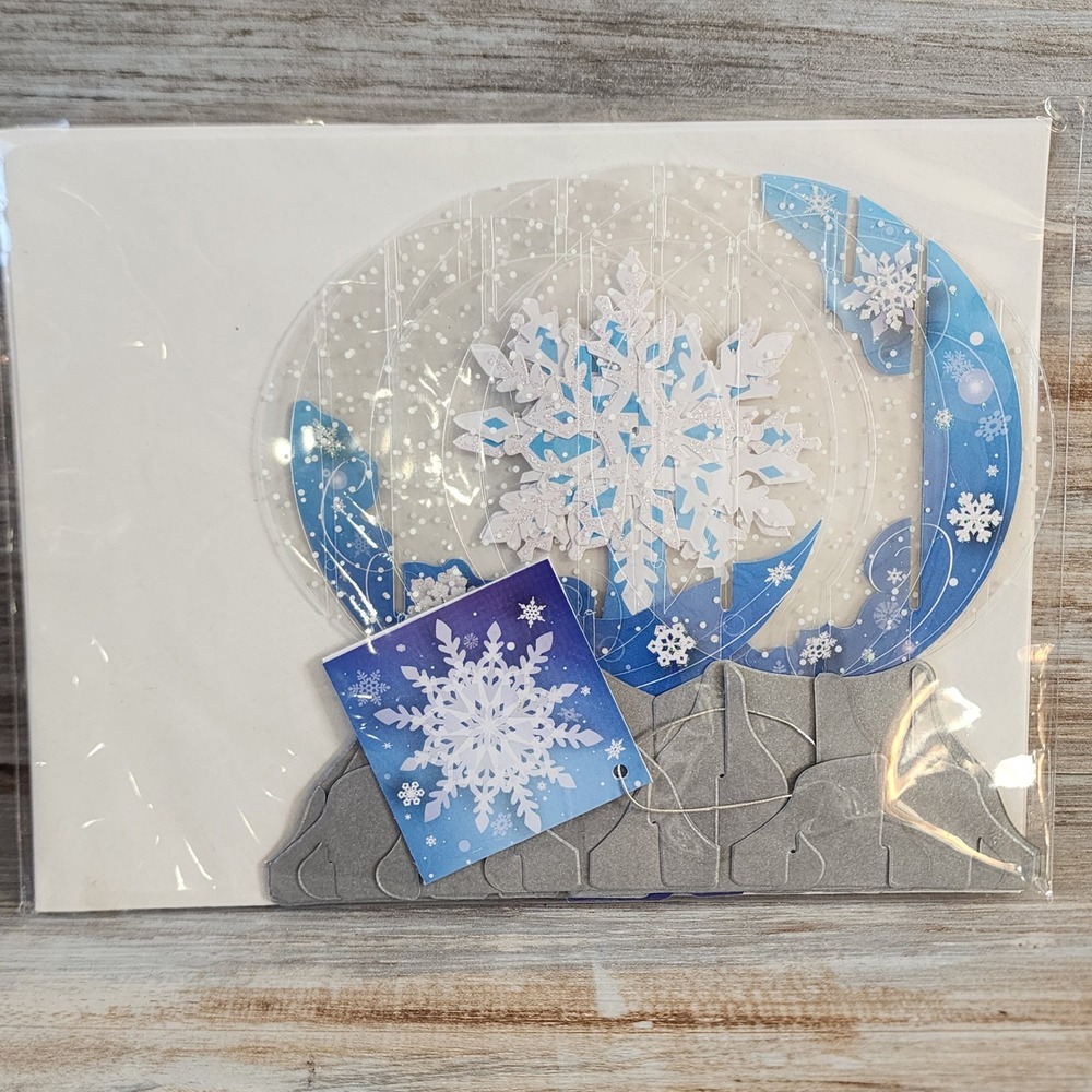 Up With Paper Pop-Up Snow Globe Greetings Snowflake 3D Holiday Card New